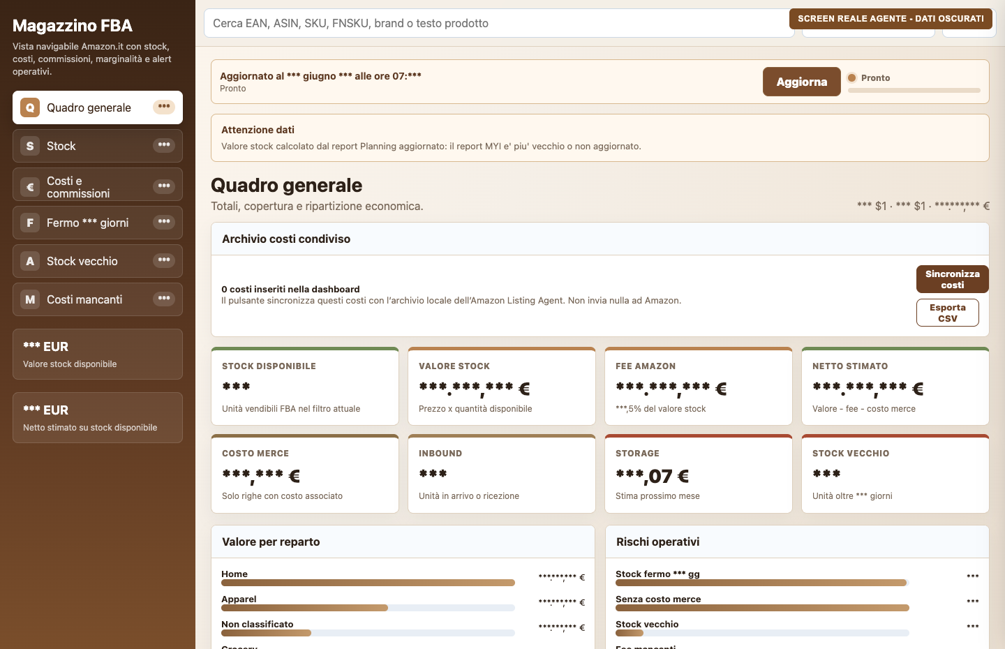 Schermata didattica dell'agente Configura Amazon Merce